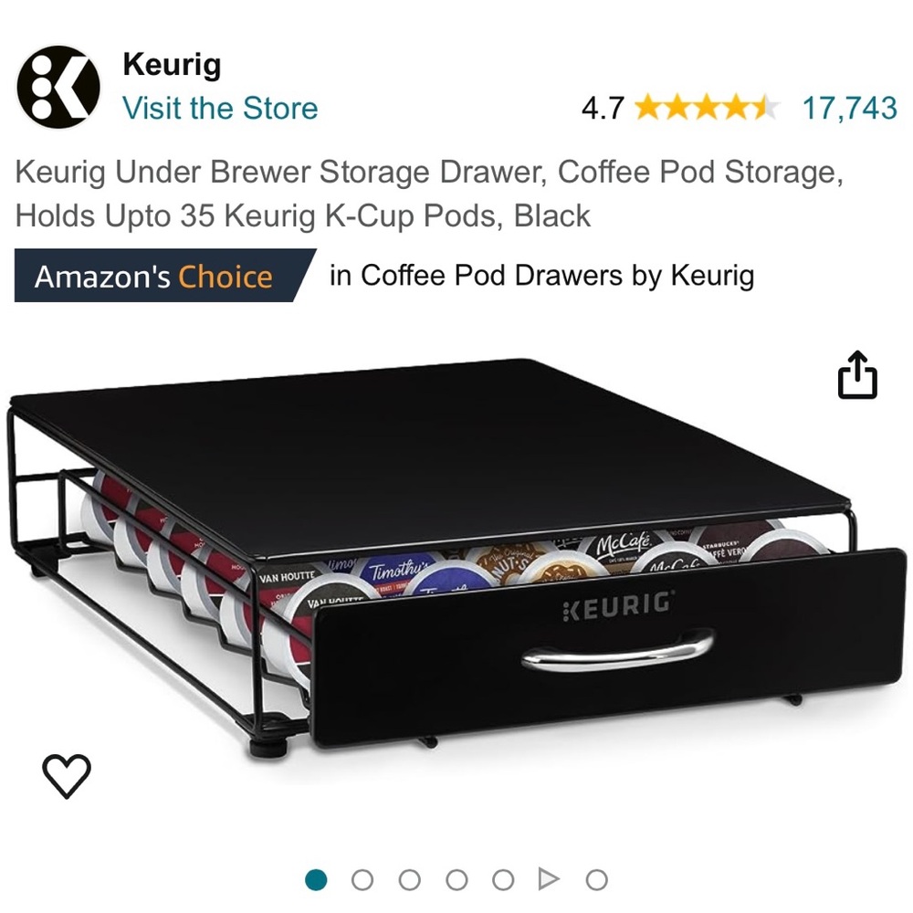 Keurig Under Brewer Storage Drawer, Holds up to 35 Keurig K-Cup pods